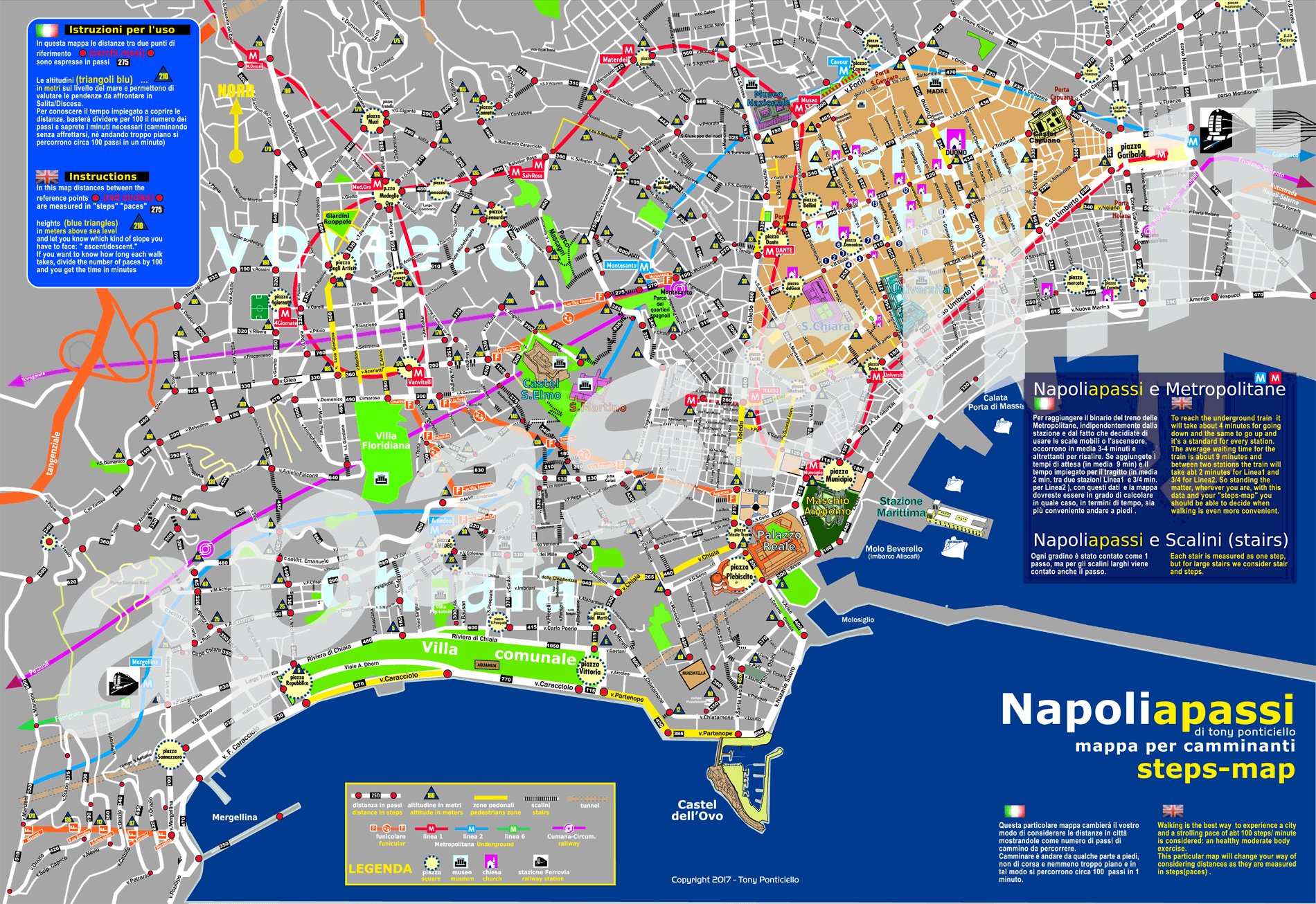 la mappa a passi di Napoli