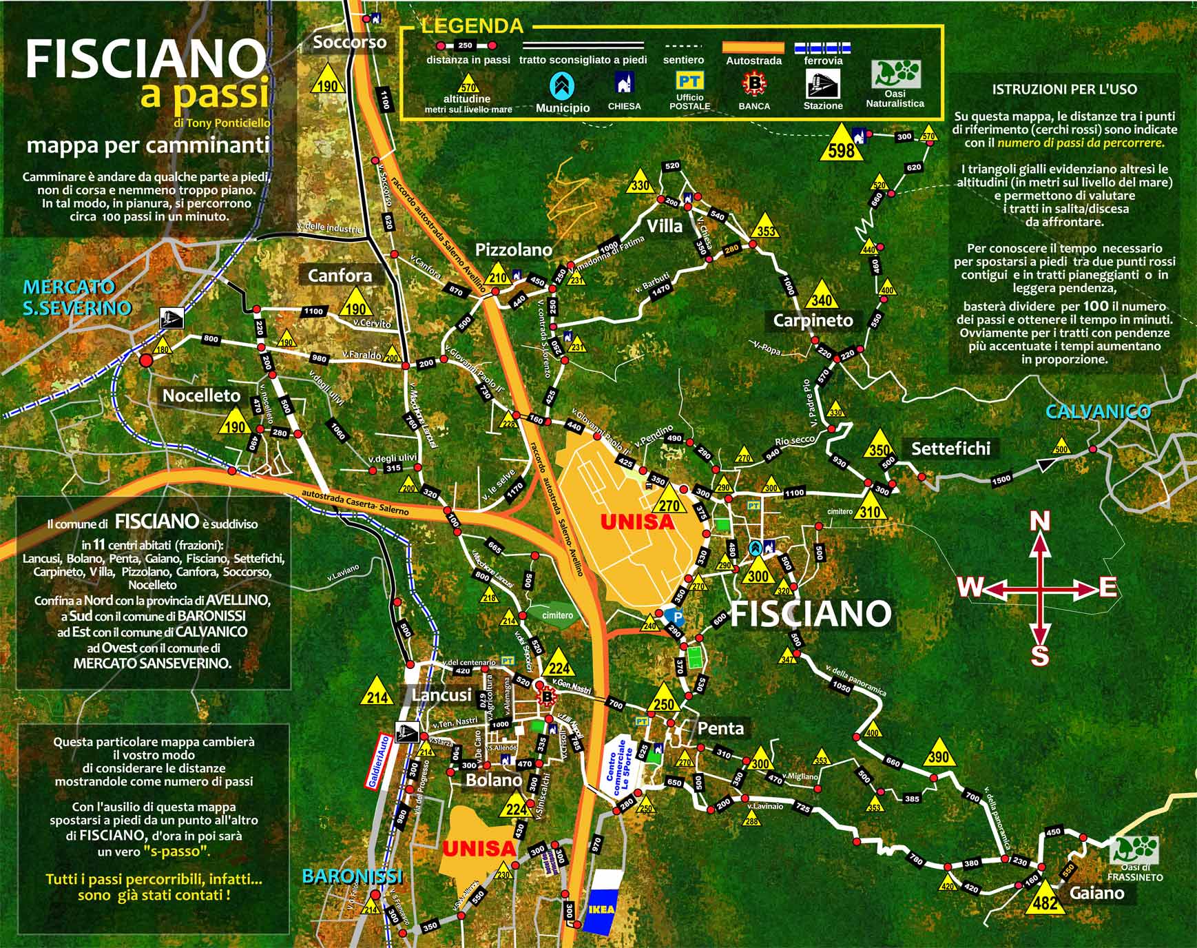 mappa a passi di fisciano